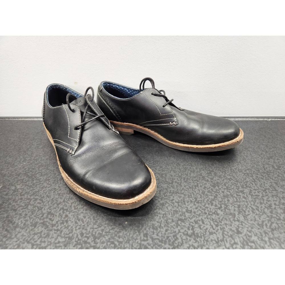 Original Penguin Willie OP Derby Shoes Men's 9.5 Black Leather Lace Up ~ G/VG